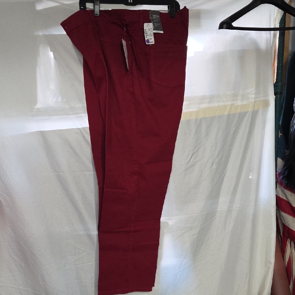 CJ Banks Burgundy Straight-Leg Pants 20W